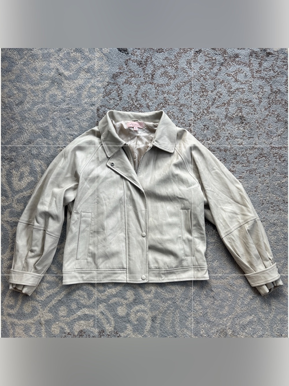 Philosophy Vegan Leather Cropped Jacket Cream Medium